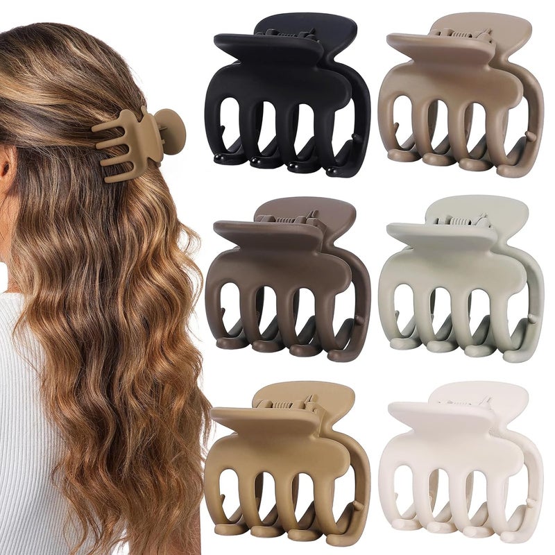 USDNICE 6 Pcs Hair Clips Small Claw Clips for Thin Hair Medium Matte Non-slip Hair Accessories for Women and Girls (Regular) - Image 1